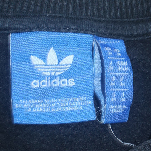 Adidas Mens Black Crew Neck Logo Pullover Sweatshirt Size M