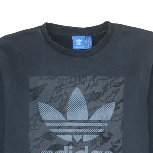 Adidas Mens Black Crew Neck Logo Pullover Sweatshirt Size M