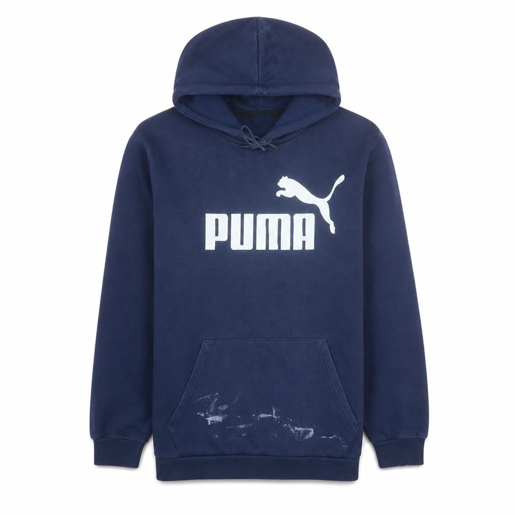 Front view of Puma Men's Blue XL Pullover Hoodie with Logo Front Graphic