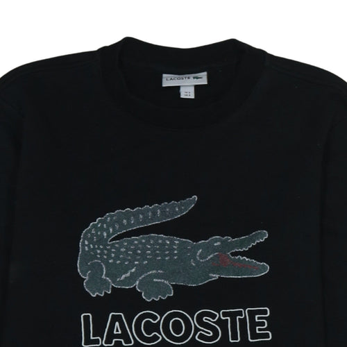 Lacoste Men's Black Crew Neck Sweatshirt Size S Embroidered Crocodile Logo