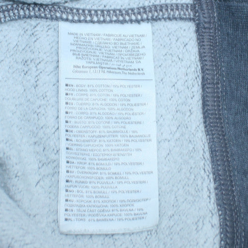 Nike Men's Grey Full Zip Hoodie M Regular Fit Fleece Sweatshirt