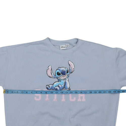 Disney Women Blue Stitch Sweatshirt L 14/16 Pullover Crew Neck
