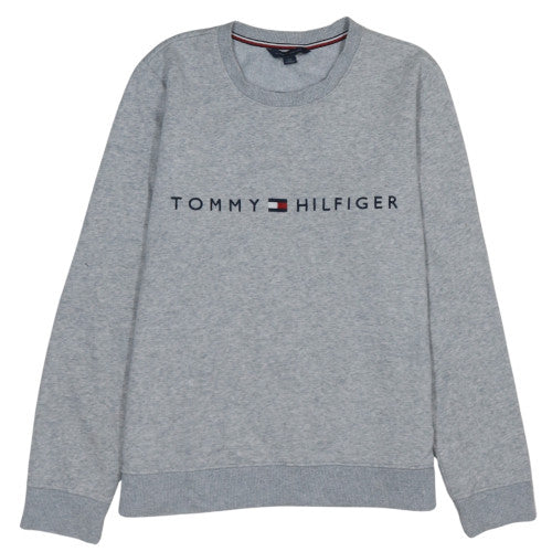 Tommy Hilfiger Men's Grey Logo Crew Neck Pullover Sweatshirt Size S
