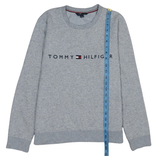 Tommy Hilfiger Men's Grey Logo Crew Neck Pullover Sweatshirt Size S