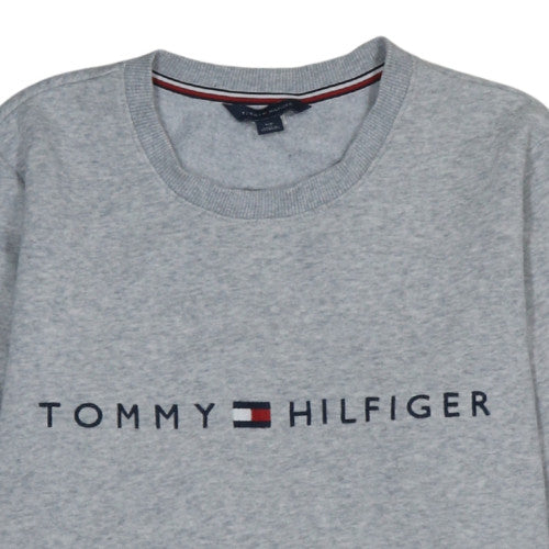 Tommy Hilfiger Men's Grey Logo Crew Neck Pullover Sweatshirt Size S