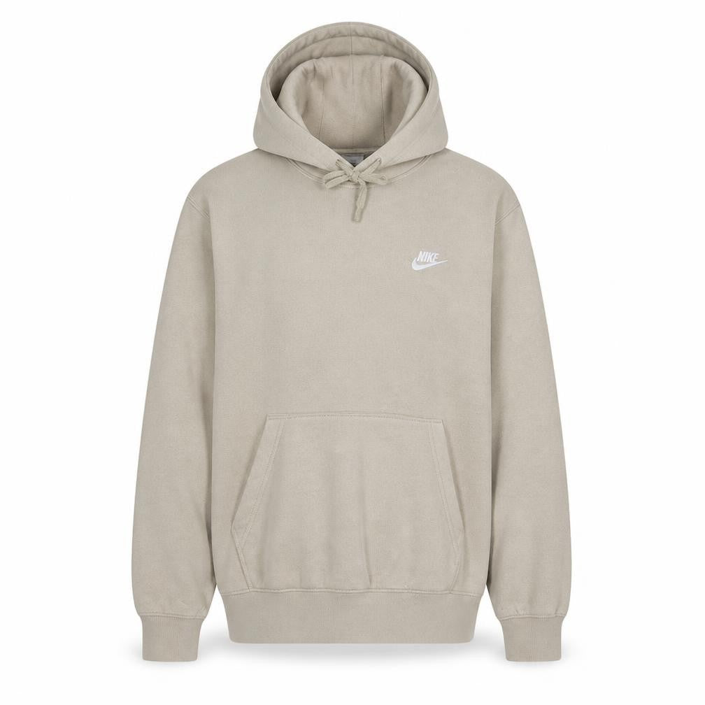 Front view of Nike Men Beige Pullover Hoodie Small Fleece Sports Logo