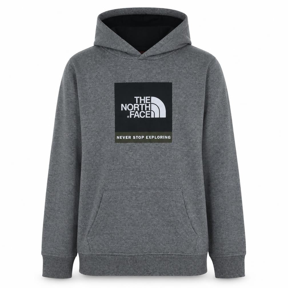 The North Face Boys Grey Pullover Hoodie XL Fleece Logo Sweatshirt