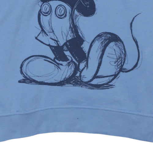 Primark Disney Women Blue Small Pullover Hoodie Mickey Mouse Graphic
