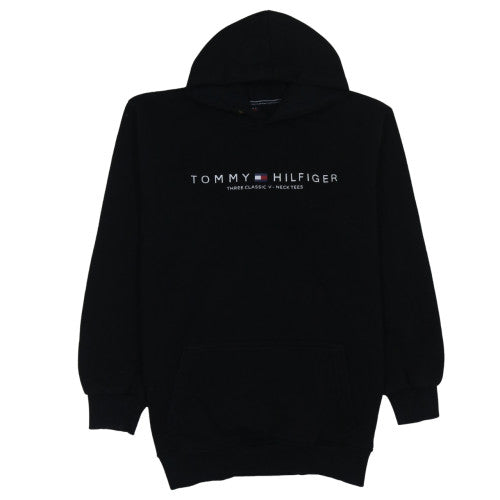 Tommy Hilfiger Men's Black Pullover Hoodie 2XL Fleece Sweatshirt