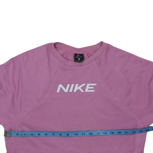 Nike Women's Pink Dri-FIT Pullover Sweatshirt Small Logo Crew