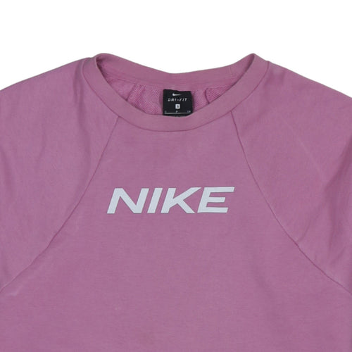 Nike Women's Pink Dri-FIT Pullover Sweatshirt Small Logo Crew