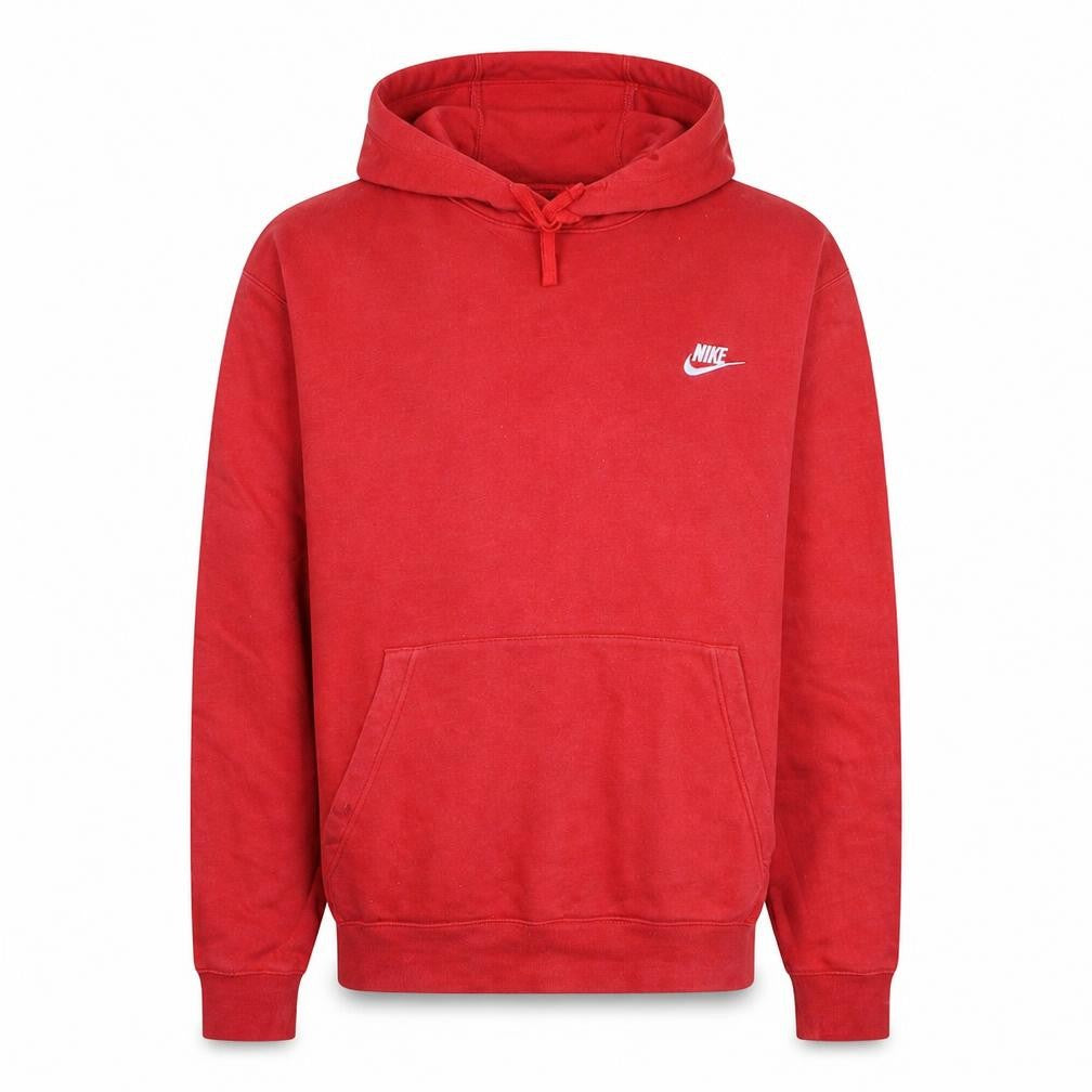 Front view of Nike Men's Red Pullover Hoodie L Fleece Regular Fit