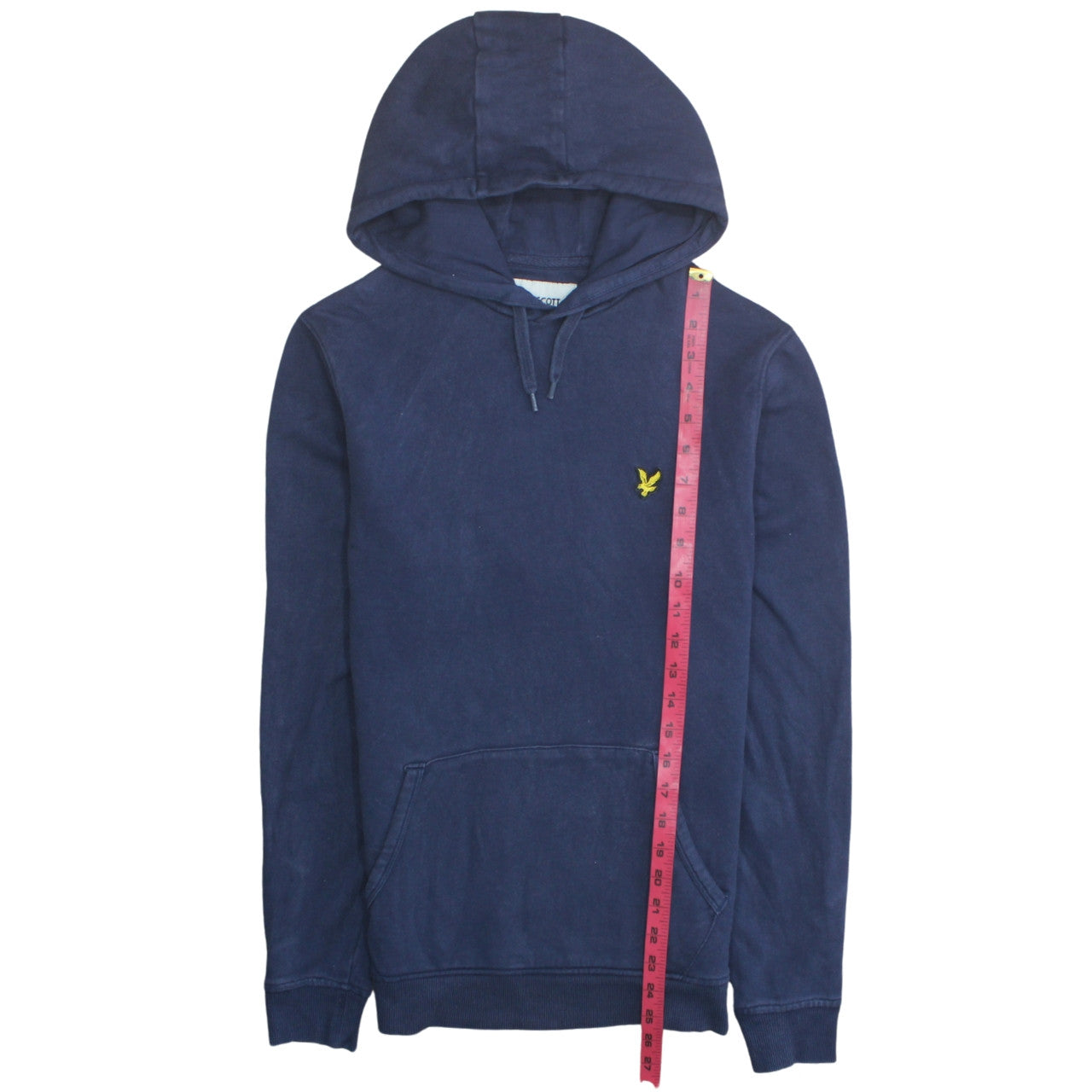 Lyle & Scott Men's Blue Small Pullover Hoodie Embroidered Logo Cotton
