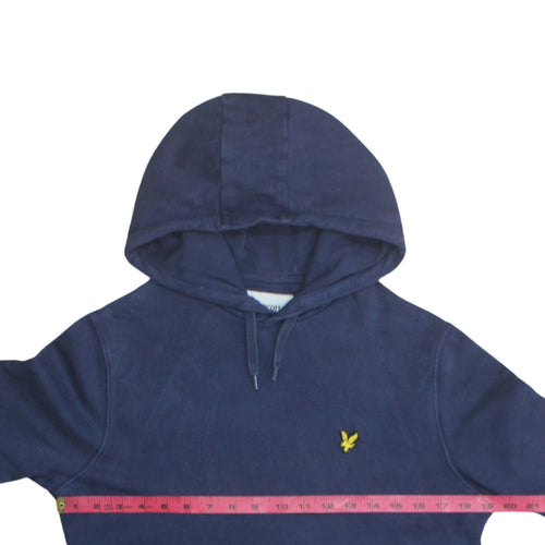 Lyle & Scott Men's Blue Small Pullover Hoodie Embroidered Logo Cotton