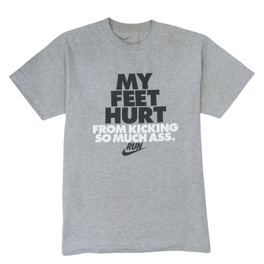 Nike Men's Grey Funny Graphic Run T-Shirt Medium