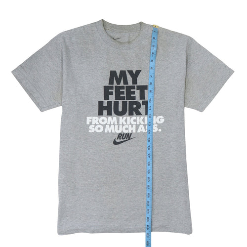 Nike Men's Grey Funny Graphic Run T-Shirt Medium
