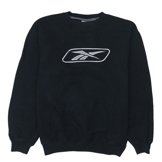 Reebok Womens Black L Sweatshirt Crew Neck Pullover Logo Casual