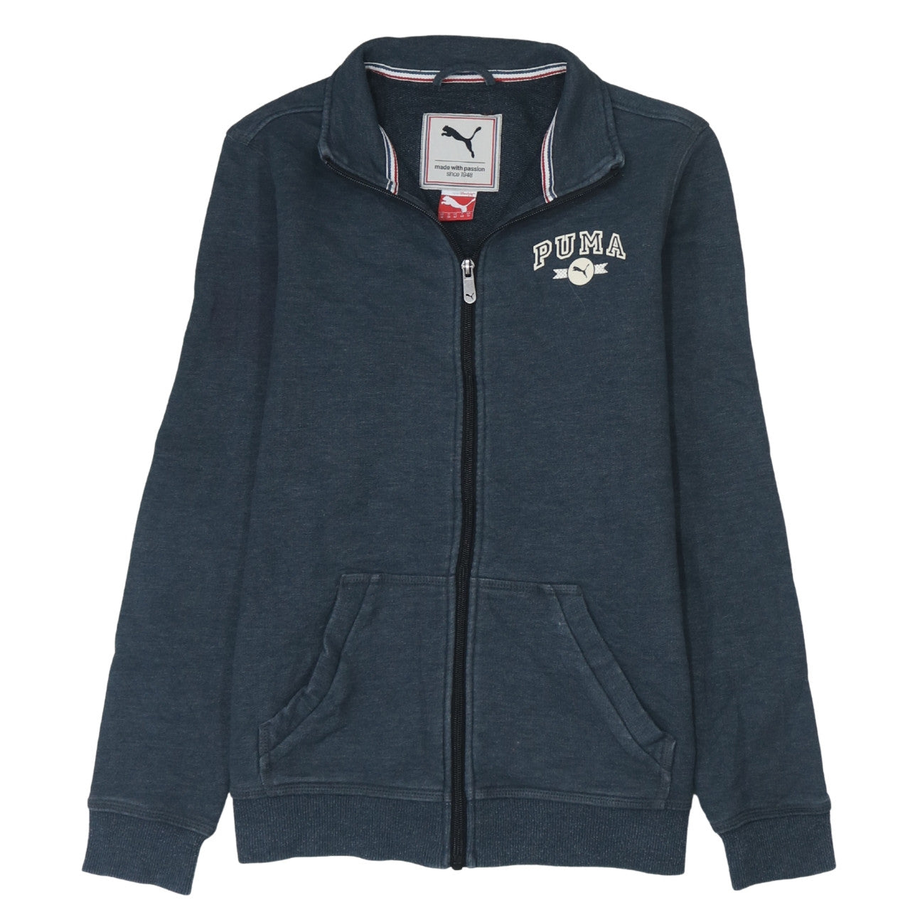 Puma Women’s Blue Track Jacket Size 12 Full Zip Cotton Blend