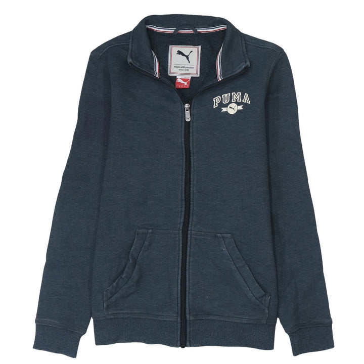 Puma Women’s Blue Track Jacket Size 12 Full Zip Cotton Blend