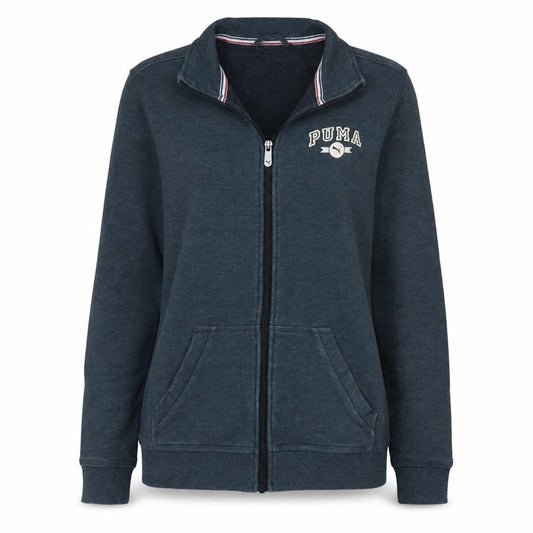 Front view of Puma Women’s Blue Track Jacket, size UK 12, Full Zip Cotton Blend