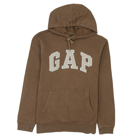 GAP Men's Brown Hooded Pullover Sweatshirt Small Logo Fleece