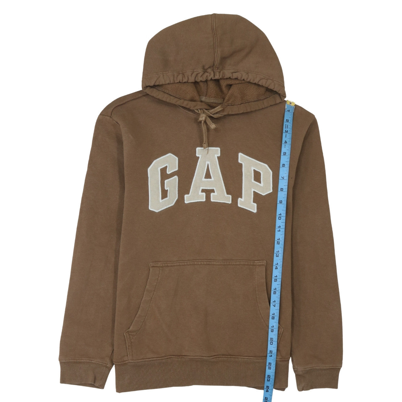GAP Men's Brown Hooded Pullover Sweatshirt Small Logo Fleece