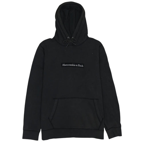 Abercrombie & Fitch Mens Black Pullover Hoodie Size L Logo Fleece