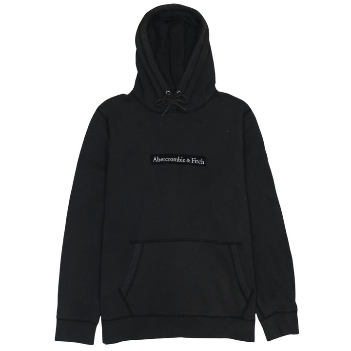 Abercrombie & Fitch Mens Black Pullover Hoodie Size L Logo Fleece