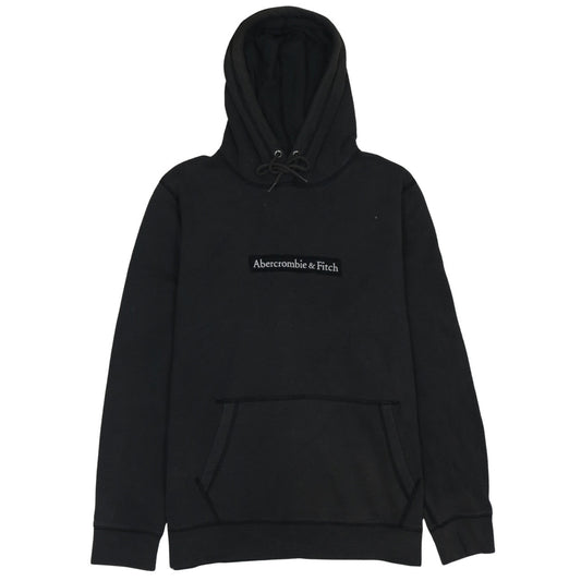 Abercrombie & Fitch Mens Black Pullover Hoodie Size L Logo Fleece