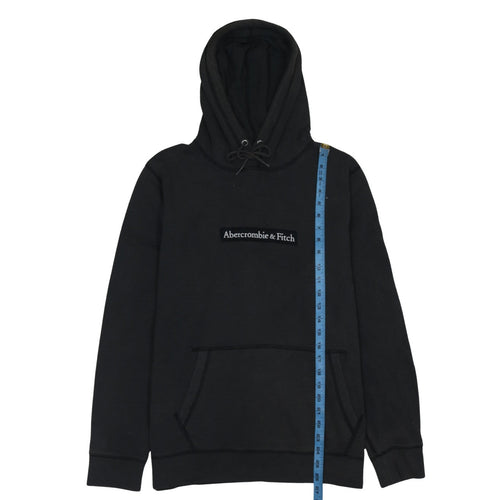 Abercrombie & Fitch Mens Black Pullover Hoodie Size L Logo Fleece