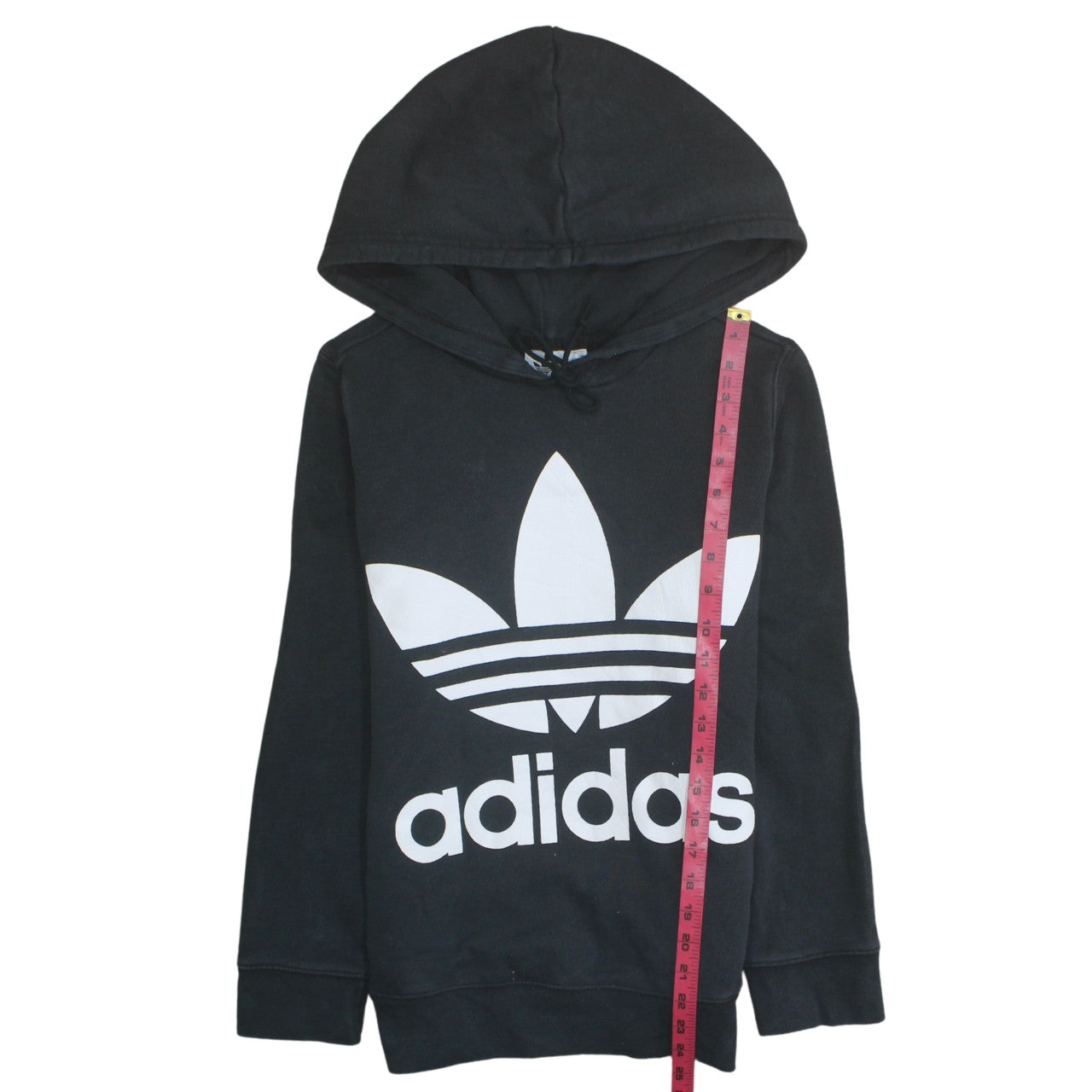 Adidas Women's Black Pullover Hoodie Small Trefoil Logo Sweatshirt