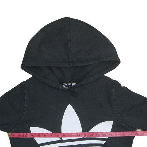 Adidas Women's Black Pullover Hoodie Small Trefoil Logo Sweatshirt