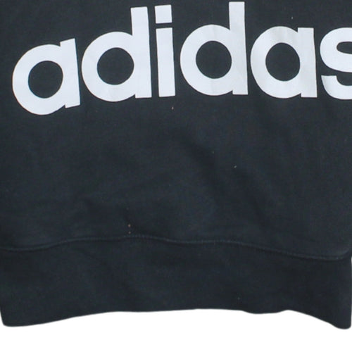 Adidas Women's Black Pullover Hoodie Small Trefoil Logo Sweatshirt