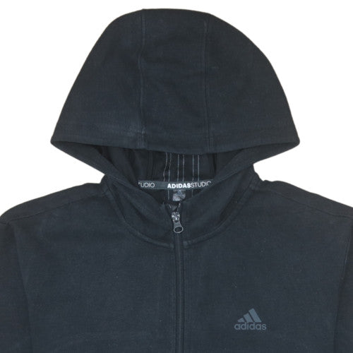 Adidas Men Black Full Zip Hoodie Fleece Size S Classic Sportswear