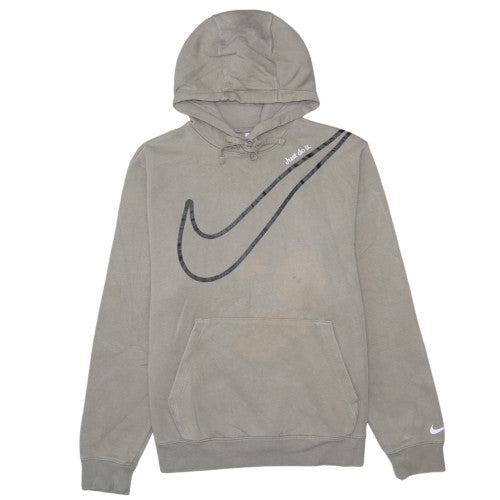 Nike Men's Beige Pullover Hoodie M Logo Graphic Sportswear