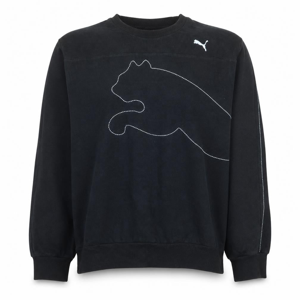 Puma Mens Black 2XL Pullover Sweatshirt Crew Neck Fleece Sportswear