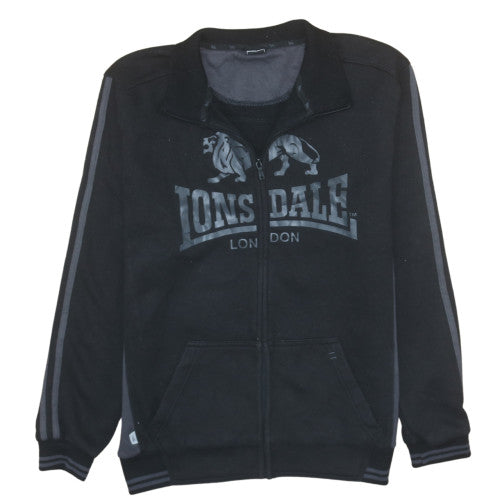 Lonsdale Men's Black Medium Track Jacket Full Zip Fleece Activewear