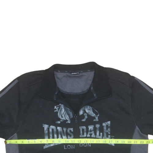 Lonsdale Men's Black Medium Track Jacket Full Zip Fleece Activewear