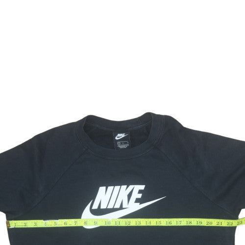 Nike Women Black Large Pullover Sweatshirt Crew Neck Logo Cotton Blend