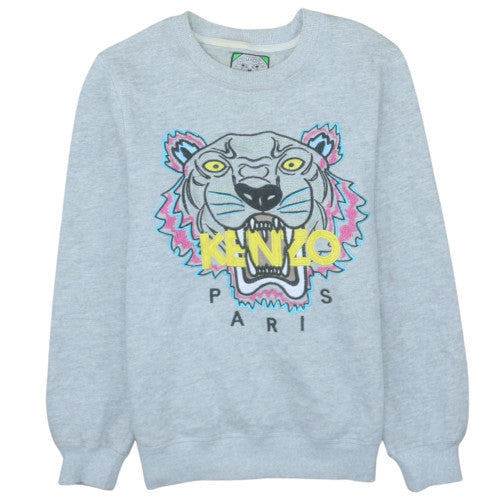 Kenzo Paris Women's Grey Tiger Pullover Sweatshirt Size M