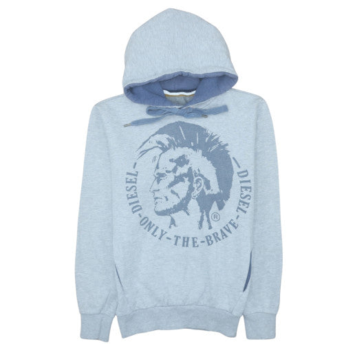 Diesel Men Blue Pullover Hoodie S Graphic Print Regular Fit