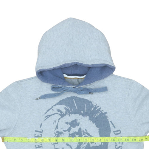 Diesel Men Blue Pullover Hoodie S Graphic Print Regular Fit
