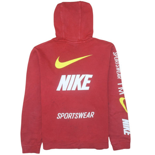 Nike Men's Red Pullover Hoodie M Logo Fleece Sportswear