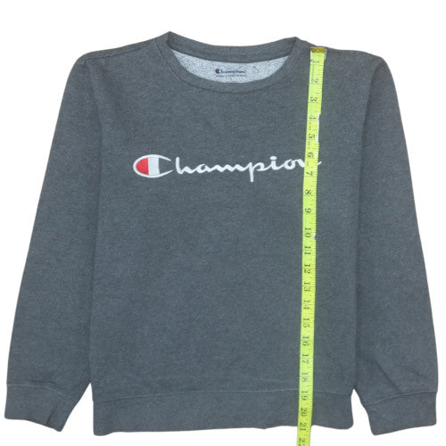 Champion Womens Grey Pullover Sweatshirt L Logo Print