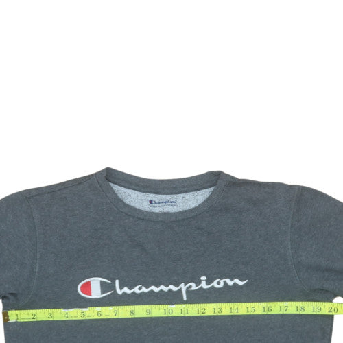 Champion Womens Grey Pullover Sweatshirt L Logo Print
