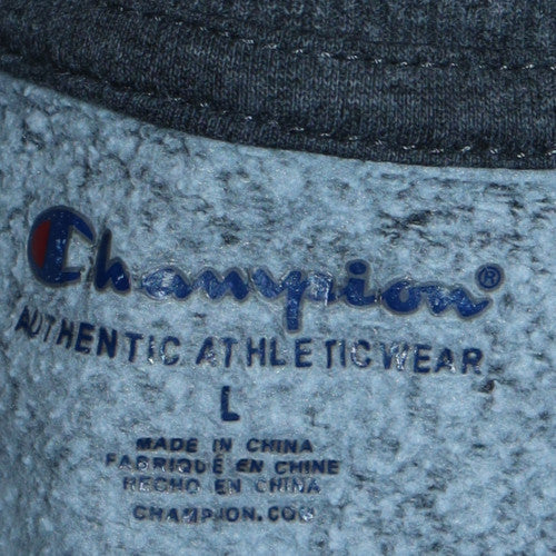Champion Womens Grey Pullover Sweatshirt L Logo Print