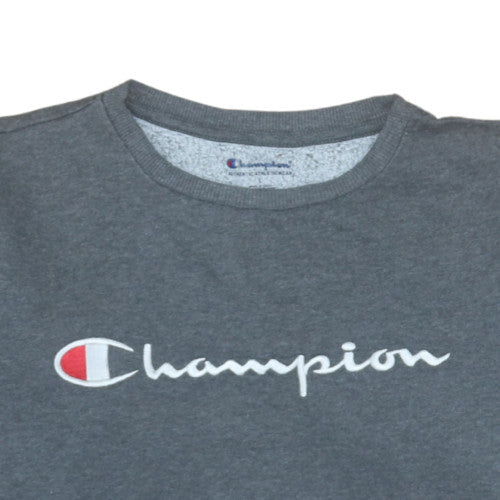 Champion Womens Grey Pullover Sweatshirt L Logo Print