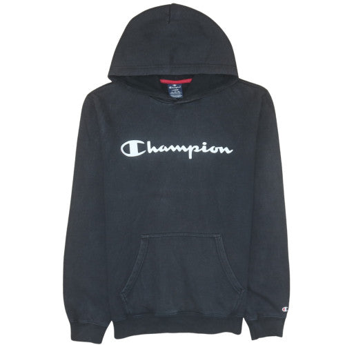Champion Women Black Large Pullover Hoodie Cotton Blend Logo