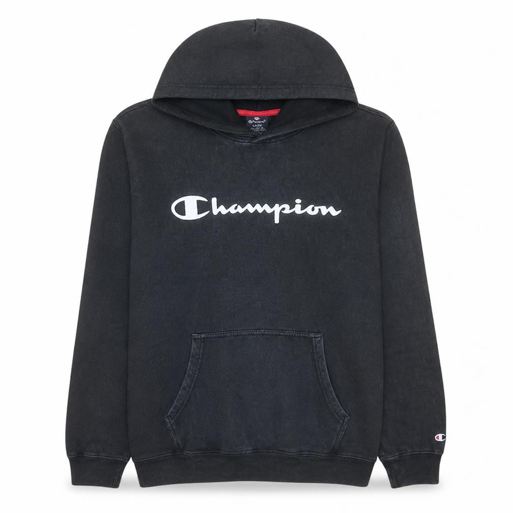 Front view of Champion Women Black Large Pullover Hoodie Cotton Blend Logo