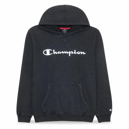 Front view of Champion Women Black Large Pullover Hoodie Cotton Blend Logo